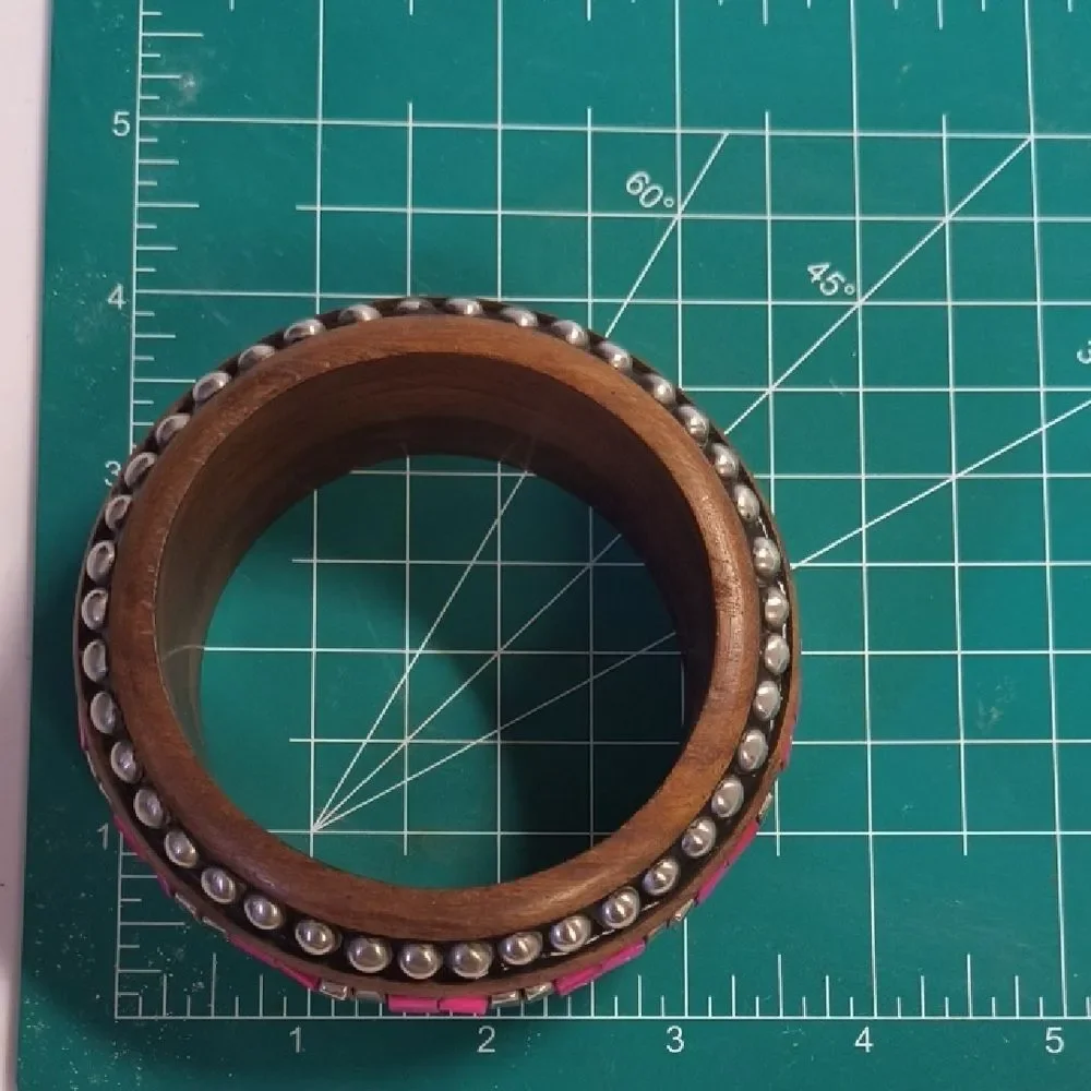 Pink and Silver Brown Bangle Bracelet